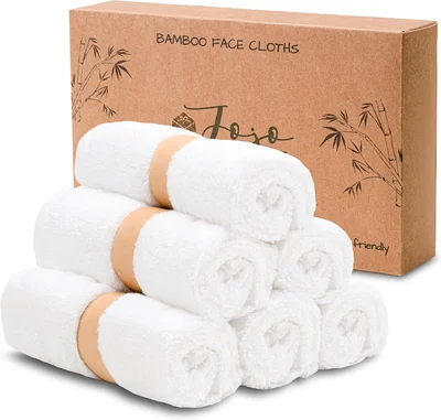 JoJo Jr. Flannel Face Cloth (Pack of 6) Reusable Face Towels(25 * 25 cm) for Washing Face Baby Wash Cloth White Flannels Face Cloth - Classic White