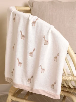 JoJo Maman Bébé Giraffe Embroidered Shawl - Size ONE - Colour