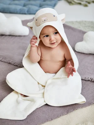 JoJo Maman Bébé Lamb Character Hooded Towel - Regular / Lamb