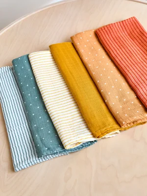 JoJo Maman Bébé Patterned 6-Pack Muslins - Size ONE