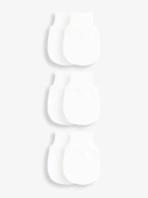 JoJo Maman Bébé White 3-Pack Scratch Mitts