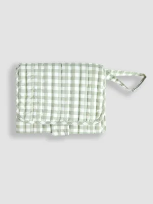 Gingham Quilted Travel Changing Mat - Green Gingham