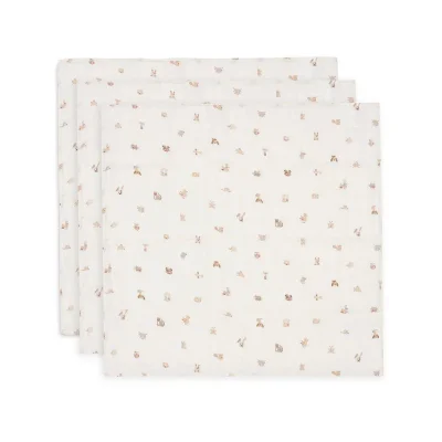 Jollein 3 Pack Muslin Cloth 70x70cm - Animal Friends