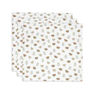 Jollein 3 Pack Small Muslin Cloth 70x70cm - Miffy And Friends