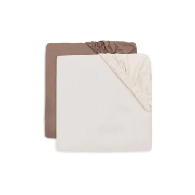 Jollein Fitted Jersey Sheet Jersey 75x150cm (2pk) - Milky Coffee/Ivory