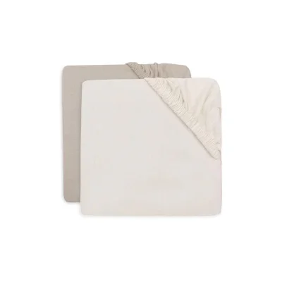 Jollein Fitted Jersey Sheet Jersey 75x150cm (2pk) - Oatmeal/Sand