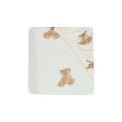 Jollein Jersey Fitted Sheet - Teddy Bear