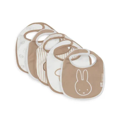 Jollein Jersey Waterproof Bibs - 5 Pack - Miffy Heads