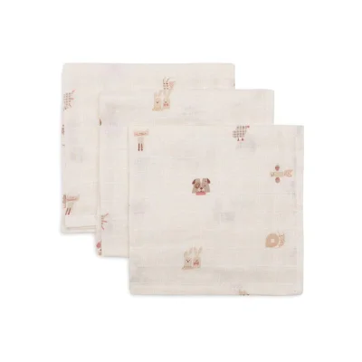 Jollein Mouth Cloth Muslin 3 Pack - Animal Friends