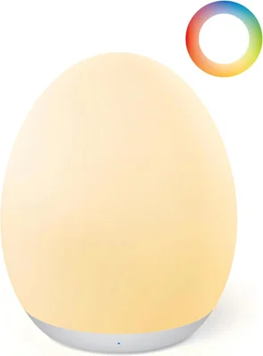 JolyWell Night Light for Kids, Baby Night Light for Nursery with 7 Changeable RGB Colours & Stepless Dimming, Rechargeable Tap Light with a 1-hour Timer & Touch Control, Portable Egg Light, BPA Free