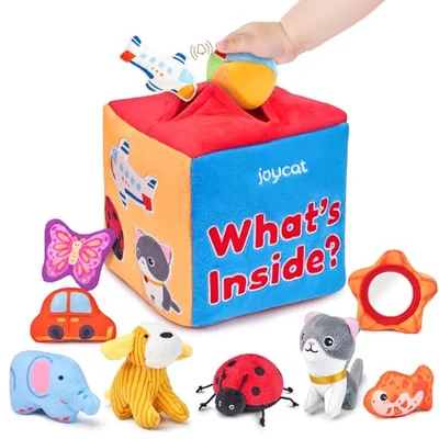 JoyCat Baby Toys 6-12 Months Mystery Soft Box with 10 Sensory Objects