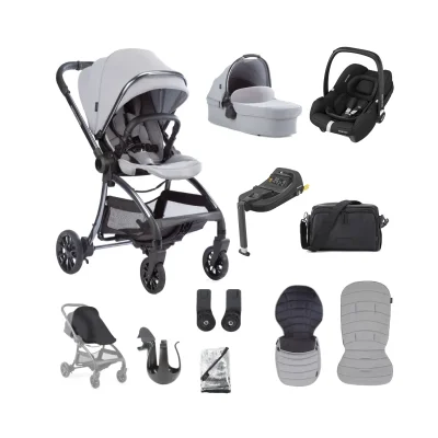 Junior Jones Aylo 11 Piece Travel System with Maxi Cosi Cabriofix i-Size Car Seat and Base - Grey
