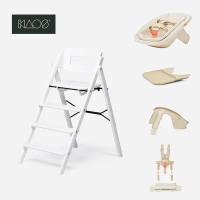 KAOS KLAPP Wooden Highchair - White/Beech