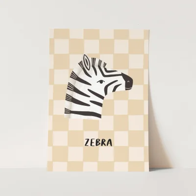 Kid of the Village Beige Zebra Fine Art Print
