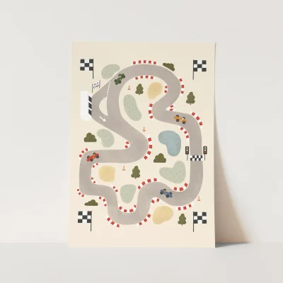 Kid of the Village Race Track Fine Art Print