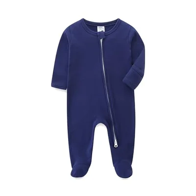 KIDDLETOWN Baby Boy Girl Clothes, Baby Grows, Newborn Clothing, Newborn Clothes Romper Cotton Long Sleeve, Bodysuits Double Zipper, Girl Boy Outfits Set 0-3 Months - Dark Blue / 0-3 Months