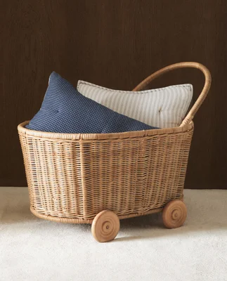KIDS' RATTAN TROLLEY WITH WHEELS - Default