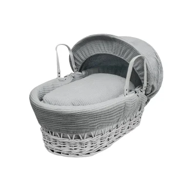 Kinder Valley Grey Waffle - Grey Wicker Moses Basket - Default