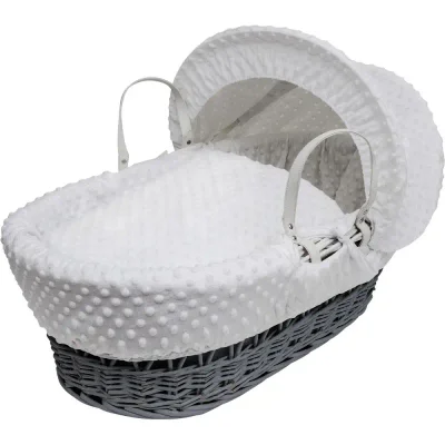 Kinder Valley Grey Wicker Moses Basket-Dimple White - Default