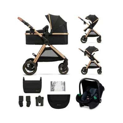 Kinderkraft Esme Pro 3-in-1 Travel System with Mink Pro Car Seat - Pure Black - Pure Black