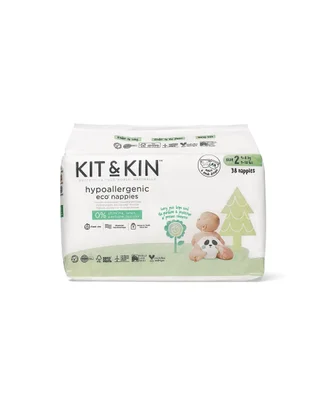 Kit & Kin Hypoallergenic Eco Nappies - Size 2 - White
