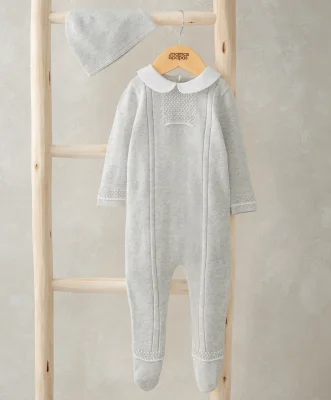Knitted All in One & Hat - White - Up To 1 Month