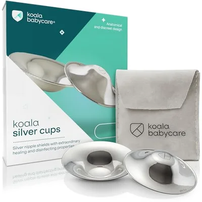 Koala Babycare Silver Nipple Shields - Silver Cups Breastfeeding for Nursing Newborn - Protect and Soothe Your Nursing Nipples - Made in Italy - Medical Device Class 1 -Tri-Laminate Silver - multi-colored / Maxi