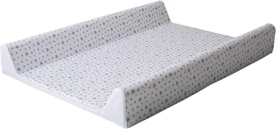 Koko, AntiRoll Baby Changing Mat with A Grey Star Print Waterproof Easy to Clean Designed for Comfort - White