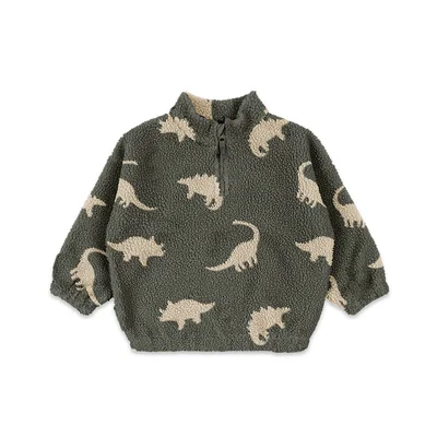 Konges Slojd Jody Teddy Half Zip - Dino Silhouette - Dino Silhoutte