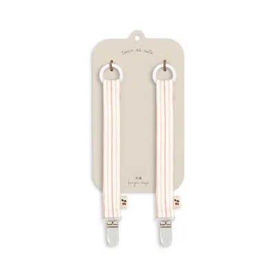 Konges Slojd – Pacifier Clip – Stripy Petite Rose (2 Pack) - Stripy Petite Rose