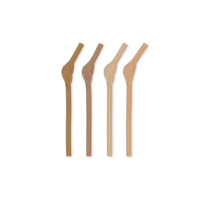 Konges Slojd Silicone Straws - Elephant - Rosesand Mix - 4 Pack