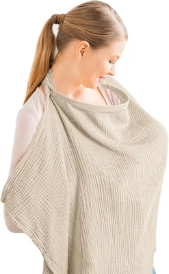 Konssy Muslin Nursing Cover for Baby Breastfeeding - Beige