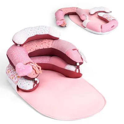 LADIDA 4-in-1 Baby Tummy Time Pillow & Seated Support Playmat,Easy to Clean,Cute Strawberry Design for 0-36Months Infant (Pink) 2501 - Pink