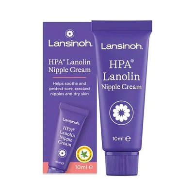 Lansinoh HPA Lanolin Nipple Cream - 10ml - Sore Nipples Cracked Skin Breast Feeding 100% Natural Hypoallergenic Tasteless & Odourless BPA BPS-free Breastfeeding Hospital Bag Maternity Essentials - transparent / 10 ml