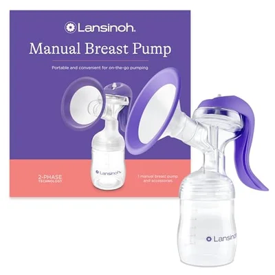 Lansinoh Manual Breast Pump Single Breastfeeding Milk Breastpump, ComfortFit Breast Cushion, Let-Down and Expression Customisable Pumping Modes, Convenient & Portable Travel