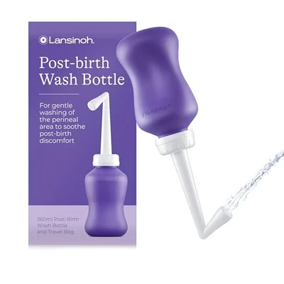 Lansinoh Peri Bottle Postpartum + Travel Bag - 360 ml - Portable Bidet with Angled Spout for Soothing Post-Birth Discomfort - Post Partum Essentials - Clear" Or "Transparent / 360 ml (Pack of 1)