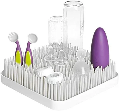 Large Baby Bottle Drying Rack Anti-Bacterial Large Grass for Kitchen Countertop - White