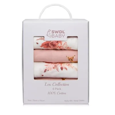 Large Baby Muslin Cloths - 100% Cotton Muslin Squares (Pack of 6, 70 x 70 cm) | Soft, Absorbent & Breathable | Perfect as Baby Bibs & Burp Cloths | Safari Collection