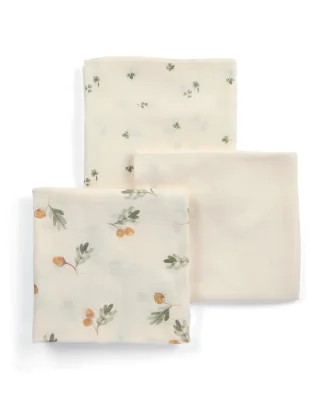 Large Muslin Squares (Pack of 3) - Acorn/Clover