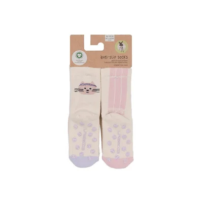 Lassig Anti-Slip Socks GOTS 2pcs - Cat - Lilac - Cat - Lilac