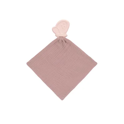 Lassig Teether/Comforter Natural Rubber - Hedgehog - Butterfly / One Size