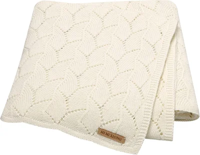 LAWKUL Cellular Blanket Baby 100% Cotton Knitted Soft Knit Crochet Blankets for Newborn Boy Girls Toddler - White