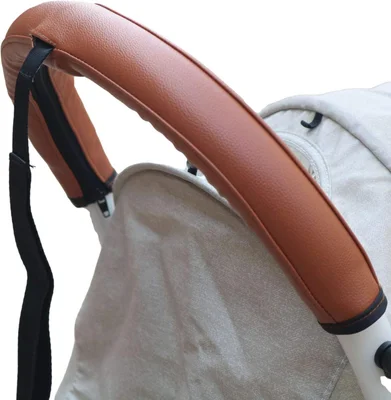Leather Handle Sleeve Cover Compatible for Babyzen yoyo 2,Stroller Accessories,PU Sleeve Protect Case for YOYO+ Armrest Bumper (No Wrist Strap) (Brown) - Brown