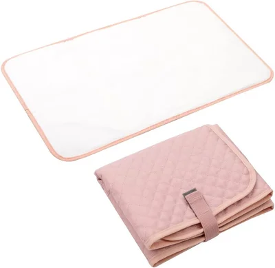 Lekebaby Foldable Baby Change Mat - Travel Portable, Quilted - Pink