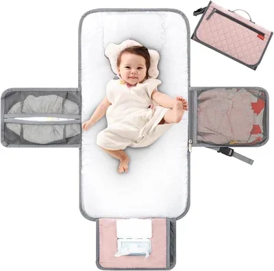 Lekebaby Foldable Baby Change Mat - Travel Portable, Quilted Pink (MY-0006PK02UKEY)