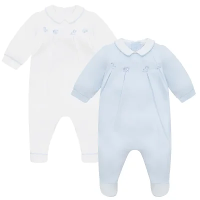 Lenny Boys Blue & White Babygrow Twin Pack