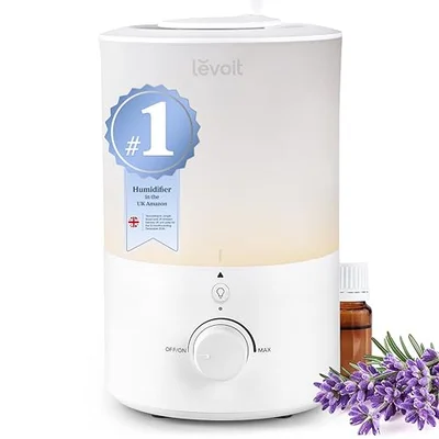 Levoit Smart Cool Mist Top Fill Humidifiers for Bedroom with Sensor, Auto Humidity Setting, APP & Voice Control, Essential Oil Diffuser, 20dB Ultra Quiet Operation, Super Easy Top Fill, 3L, White