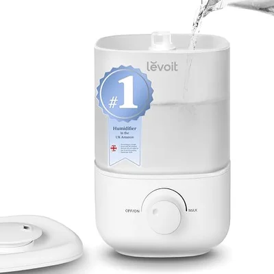 Levoit Smart Cool Mist Top Fill Humidifiers for Bedroom with Sensor, Auto Humidity Setting, APP & Voice Control, Essential Oil Diffuser, 20dB Ultra Quiet Operation, Super Easy Top Fill, 3L, White - White