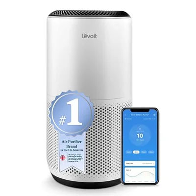 Levoit Smart HEPA Air Purifier for Allergies & Pets, 64m² Bedroom Home Coverage, Alexa & App Control, Ultra-Quiet Sleep Mode, Timer, Night Light, Removes Pollen Dust Odour Smoke, Core 200S