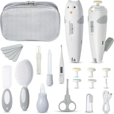 Lictin Baby Healthcare and Grooming Kit, 26 in 1 Rechargeable Baby Nail Trimmer Electric Set,Safe Baby Nail File with Auto Light, Newborn Nursery Health Care Kit, Portable Baby Safety Care Set
